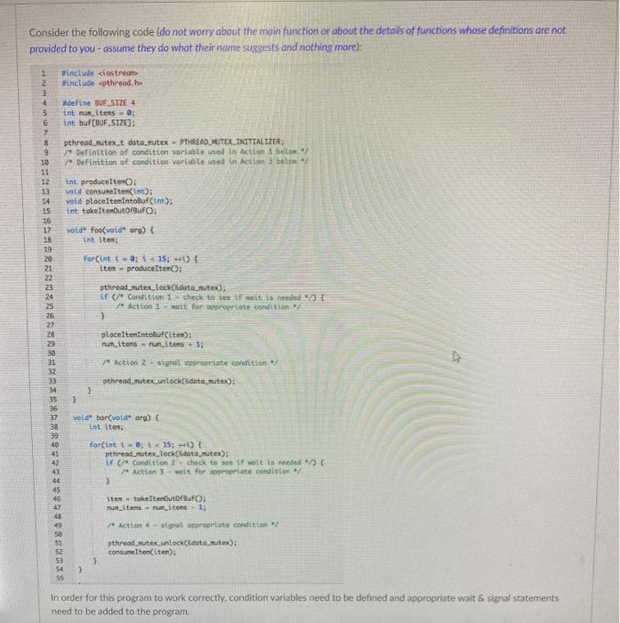  Consider the following code (do not worry about the main function