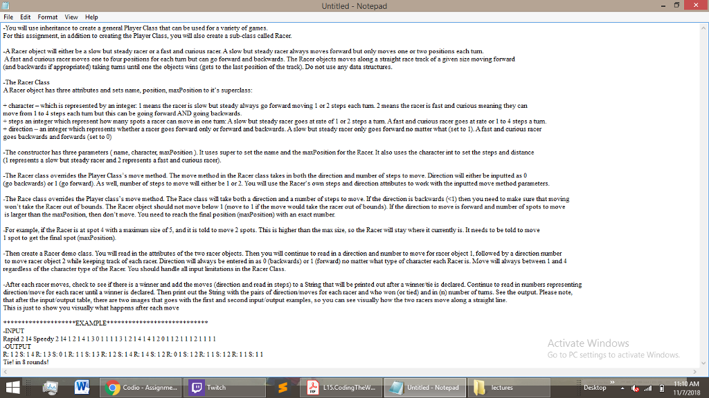 THE PROGRAM SHOULD BE WRITTEN IN JAVA. Untitled File Edit Format View