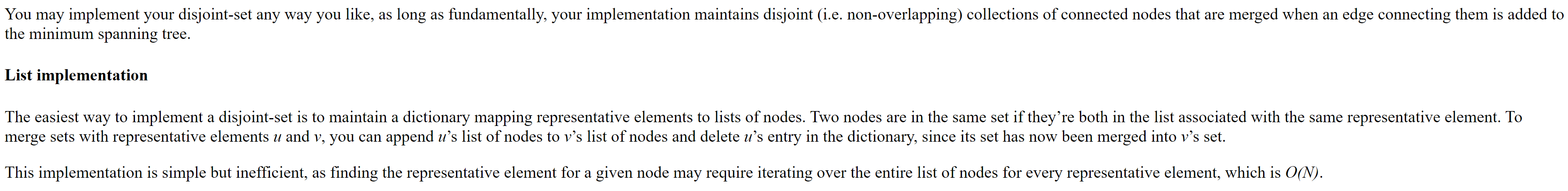 Your algorithm must be in a function called Kruskals. Starter code is