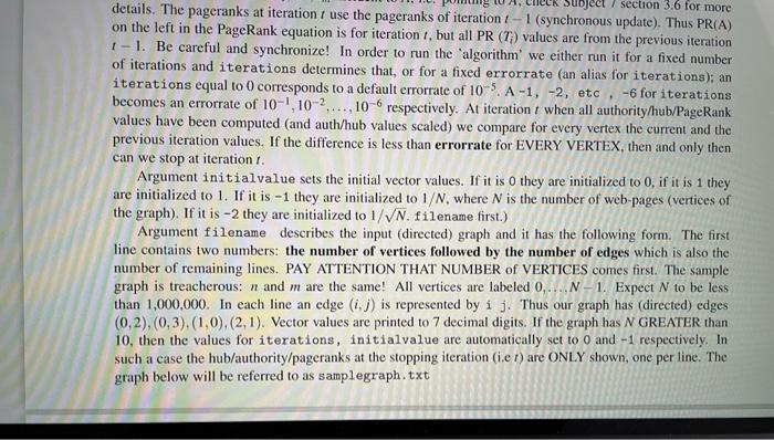 algorithm in Java, Cor C++ as explained. (A) Implement the HITS algorithm