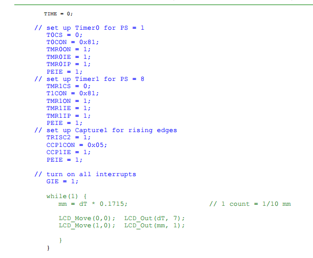 range sensor in your lab kit along with Timer1 Capture and/or Timer1