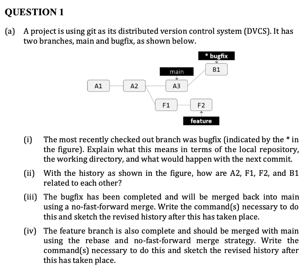  QUESTION 1 (a) A project is using git as its distributed