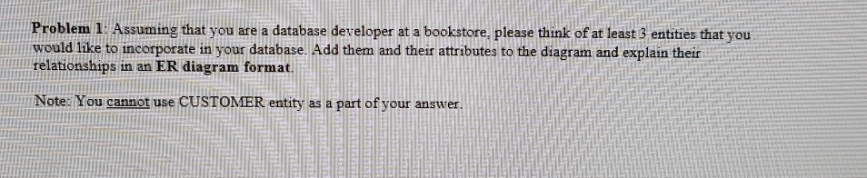  Problem 1. Assuming that you are a database developer at a