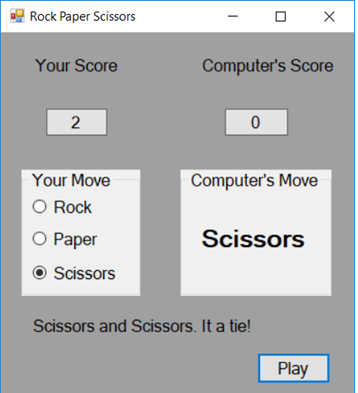 Rock Paper Scissors Game Application: Write a C# program that allows one
