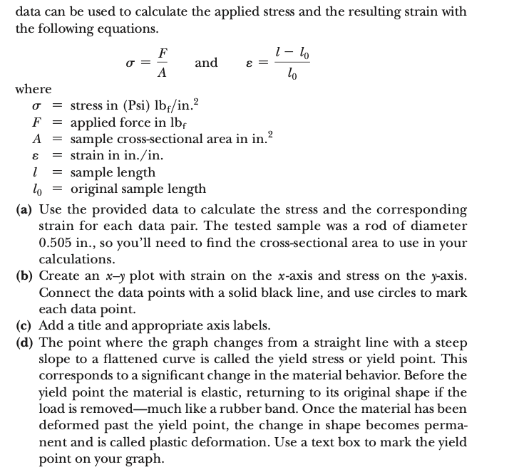 A tensile testing machine such as the one shown in Figure P5.11a