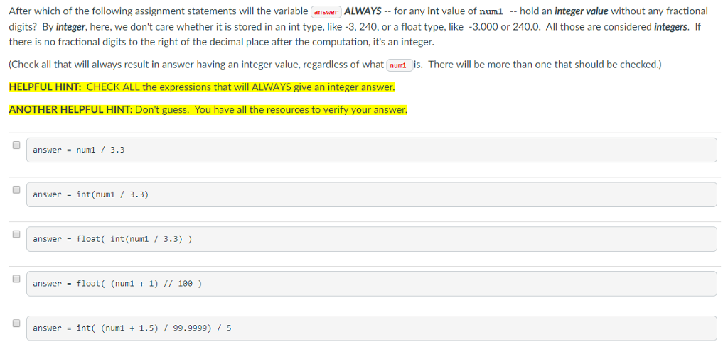 Can you help me solve the Python question? After which of the