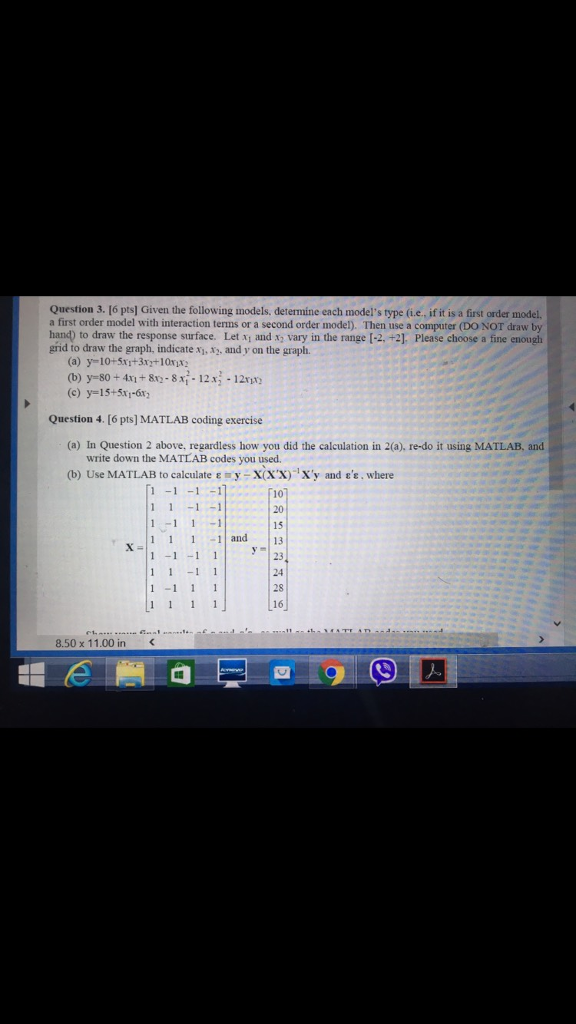  Given the following models, determine each model's type (i.e., if it