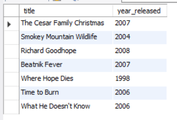 produce the example results displayed after each question. Submit via the D2L