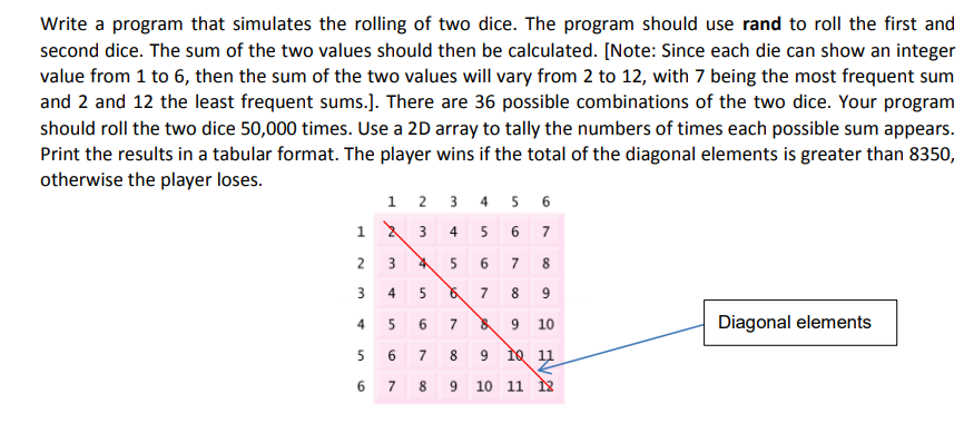 C++ program: output expected: Write a program that simulates the rolling of