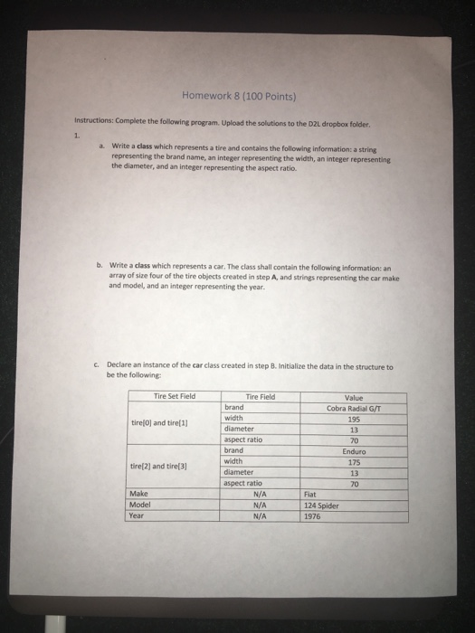  Homework 8 (100 Points) Instructions: Complete the following program. Upload the