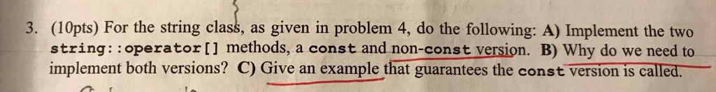 please use the c++, finish the code 3. (10pts) For the string