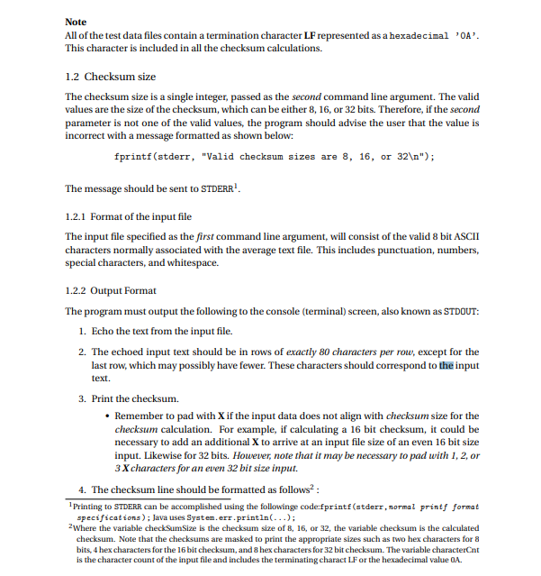 2018 1 Checksum In this assignment you'll write a program that calculates