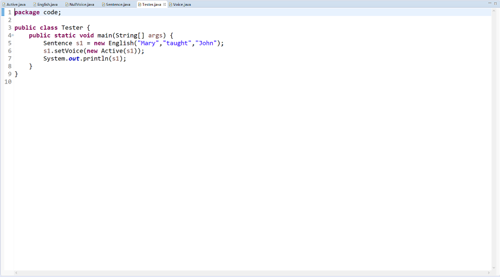String subject) 15 16 17 18 public String verb) 19 20 21