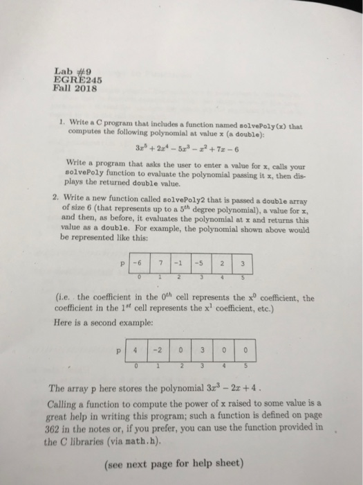  Lab EGRE245 Fall 2018 1. Write a C program that includes