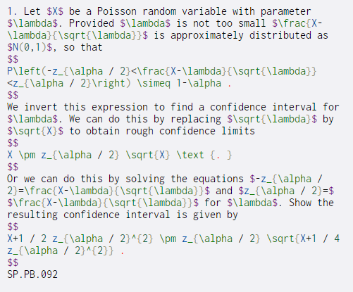  1. Let $X$ be a Poisson random variable with parameter $\lambda$.