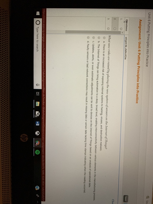  Q sea Unit 6 Putting Principles into Practice Assignment: Unit 6