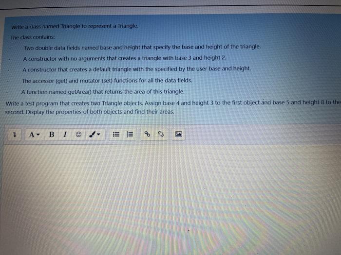  c++ Write a dass named Triangle to represent a Triangle The