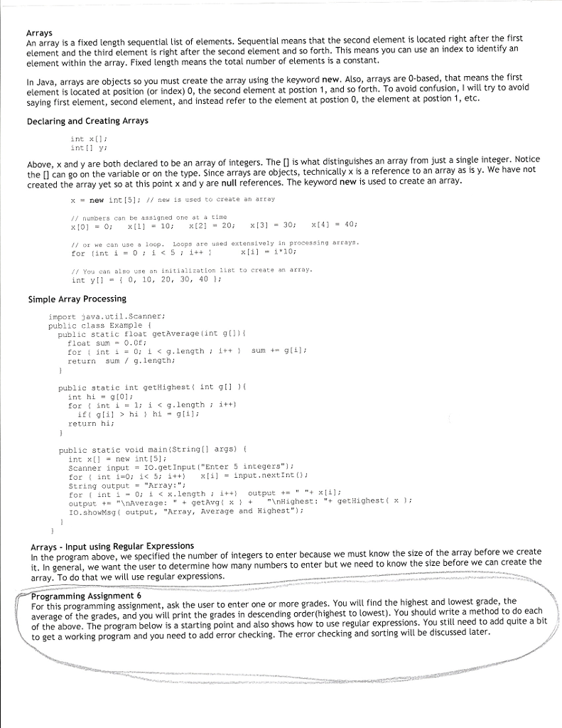 Java programming assignment #6. Using Netbeans. this program we are using arrays,