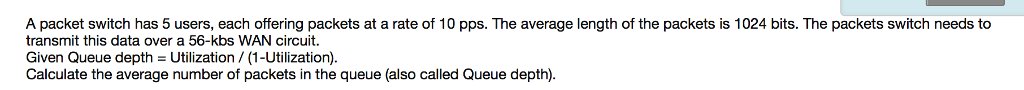  A packet switch has 5 users, each offering packets at a