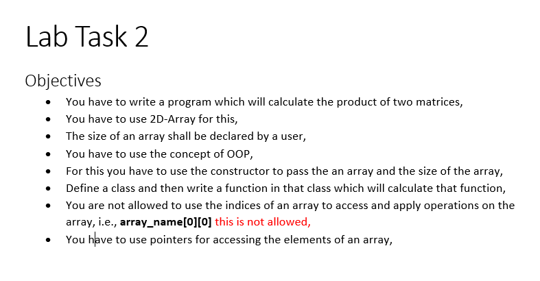  Lab Task 2 Objectives You have to write a program which