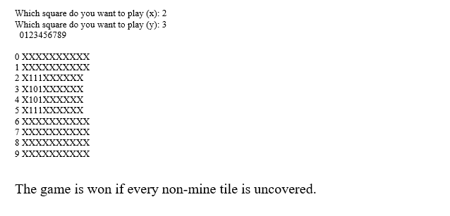 a simple, text-based implementation of the popular game Minesweeper. If you're not
