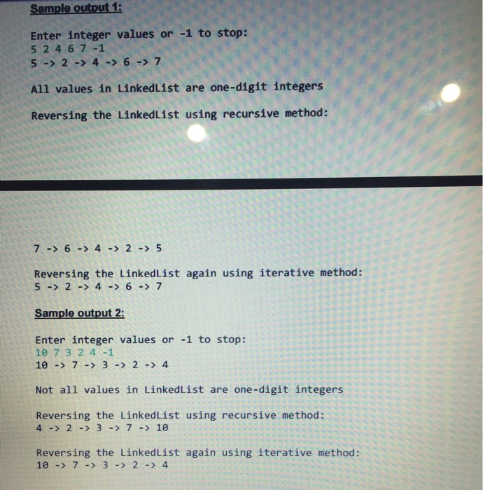 List of integers: List of integers: Linked 1) Class Node: It includes