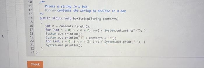 a string in a box. eparam contents the string to enclose in