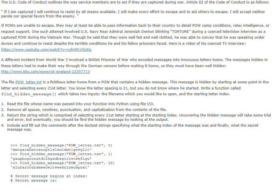 I need help in Python. Also, preferebly Python3 The U.S. Code of