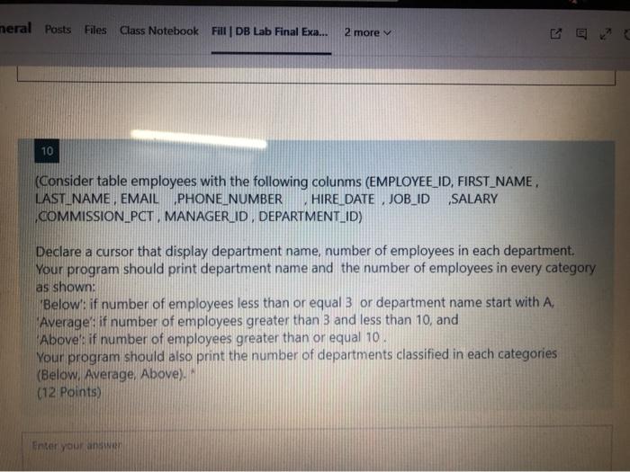  neral Posts Files Class Notebook Fill DB Lab Final Exa... 2