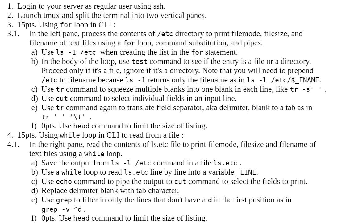 Please help me with this assignment using Linux Ubuntu. The instructions are