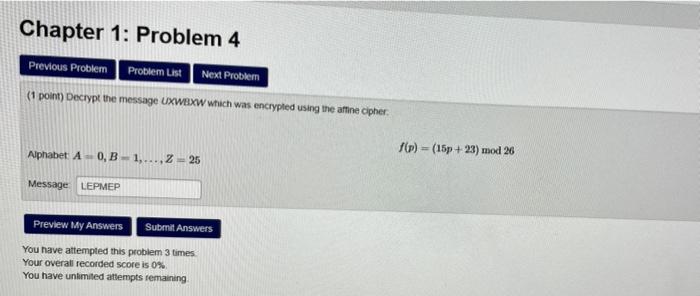  Chapter 1: Problem 4 Previous Problem Problem List Next Problem (1