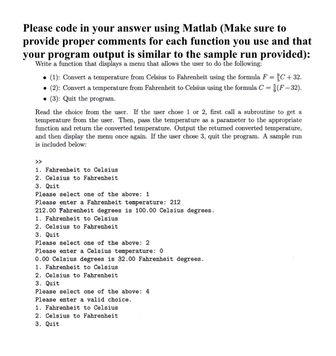  Please code in your answer using Matlab (Make sure to provide