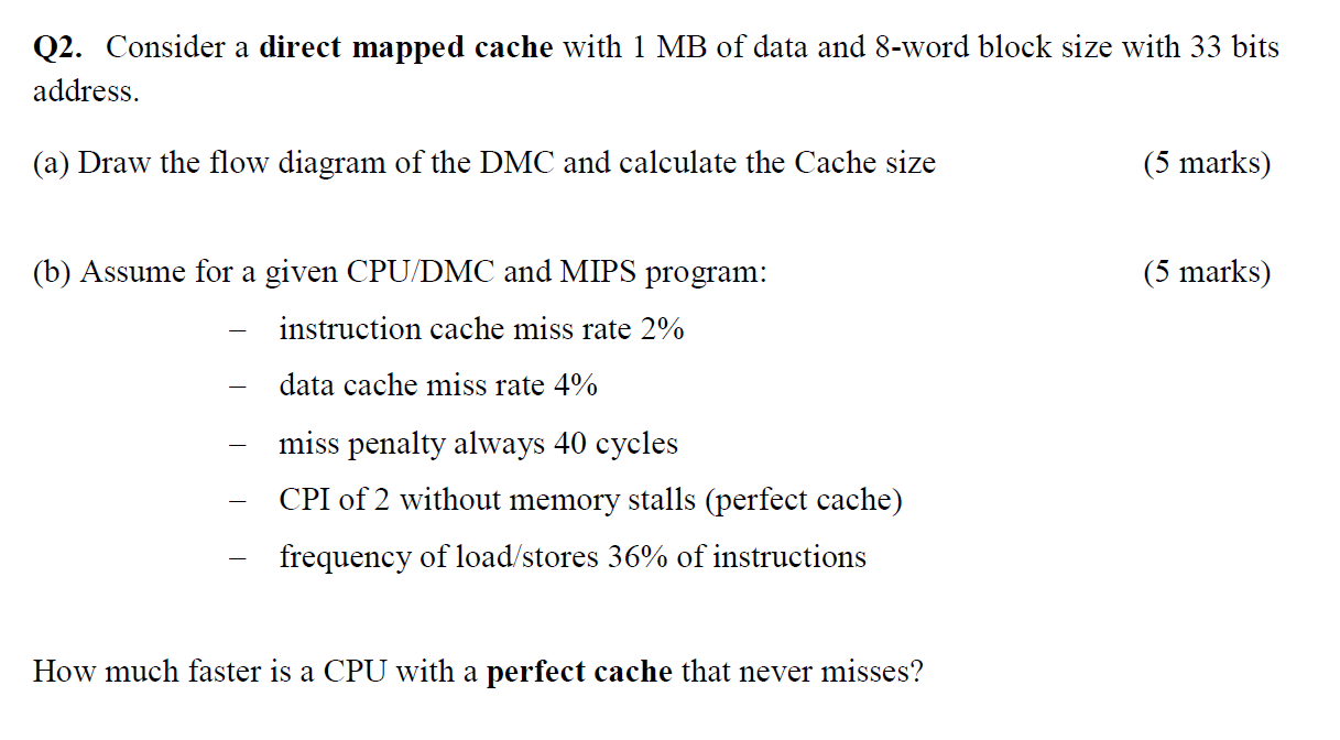 Please answer all questions. Q2. Consider a direct mapped cache with 1