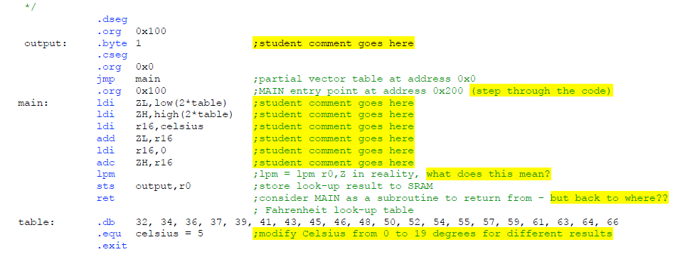 The following code demonstrates a simple look-up data table to quickly convert