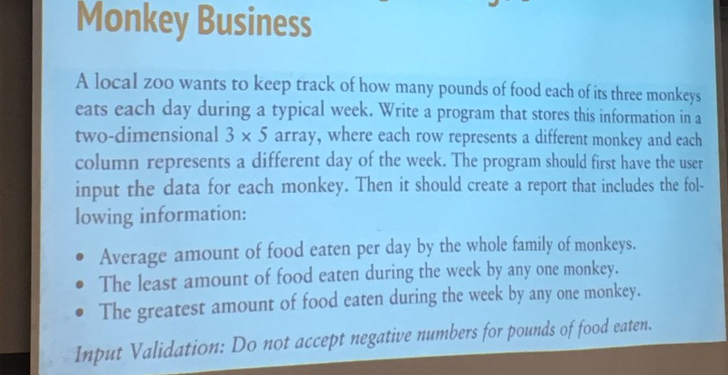 Using C++Using C++ A local zoo wants to keep track of how