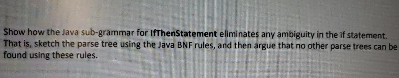 Show how the Java sub-grammar for IfThenStatement eliminates any ambiguity in