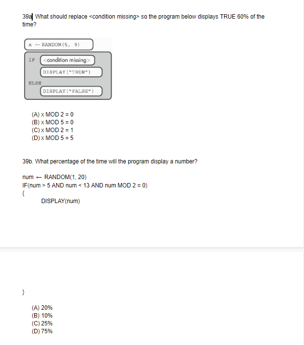 392 What should replace so the program below displays TRUE 60%