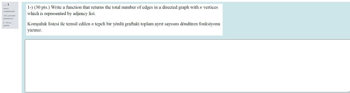  Her 1-) (30 pts.) Write a function that returns the total