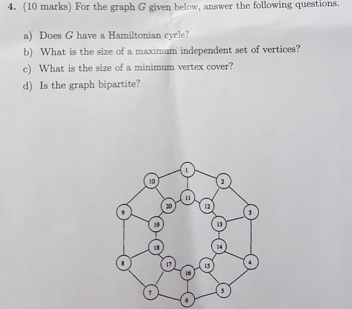 For the graph G given below, answer the questions a) Does