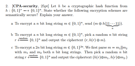 A problem about cryptography: Let h be a cryptographic hash function from
