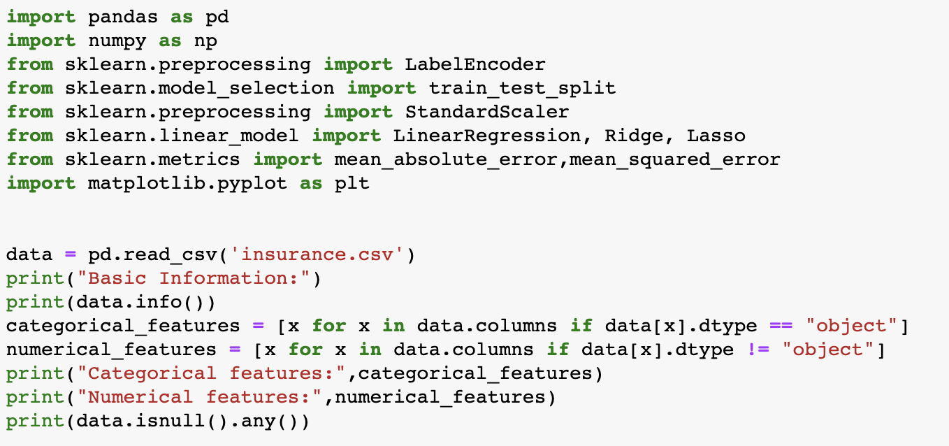 part which is to load data with Pandas, output the basic information,