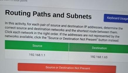  Routing Paths and Subnets In this activity, for each pair of