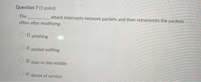 4) Neighbor discovery Question 6 (1 point) Which of the following statements