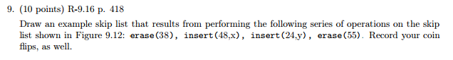 Draw an example skip list that results from performing the following