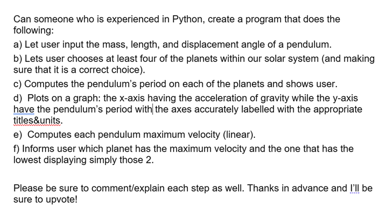 Can someone who is experienced in Python, create a program that