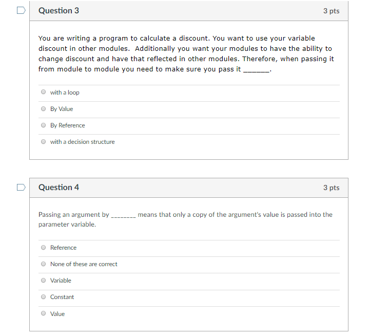 creates the module DetermineDiscount. Which statement from the choices below is an