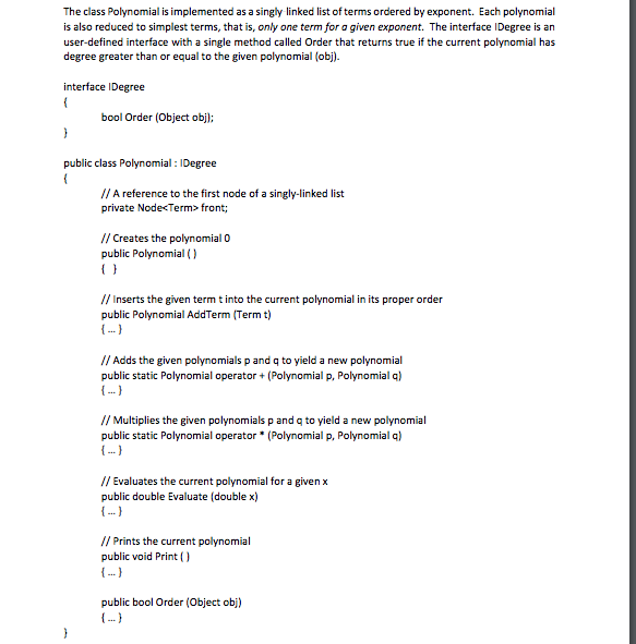 The class Term encapsulates the coefficient and exponent of a single term.