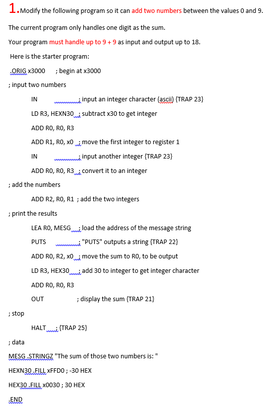  .Modify the following program so it can add two numbers between