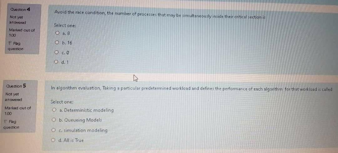  exam is starting quickly please Question 4 Avoid the race condition,