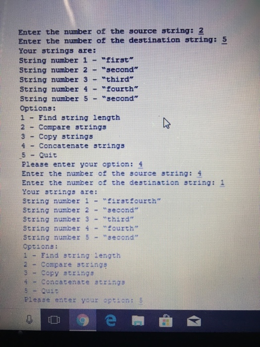 follows Option"- Operation: if given this option, the program should create a